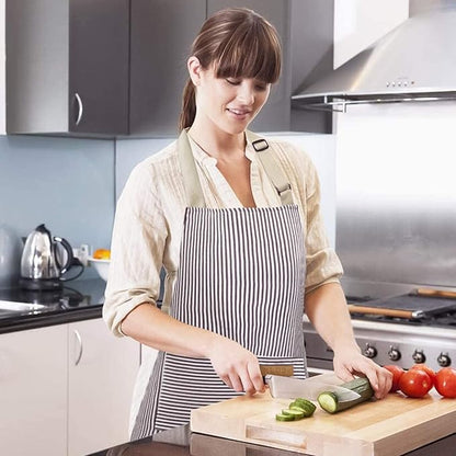 NLUS 2 Pack Kitchen Cooking Aprons, Adjustable Bib Soft Chef Apron with 2 Pockets for Men Women(Black/Brown Stripes) - Image 7
