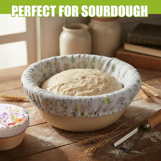 Patelai 10 Pcs Bowl Covers Reusable in 5 Size Stretch Cloth Fabric Elastic Food Storage Bowl Covers Bread Sourdough Lids for Proofing Food Fruits Leftover(Colorful,Spring Style) - Image 7
