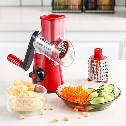 Geedel Rotary Cheese Grater, Kitchen Mandoline Vegetable Slicer with 2 Interchangeable Blades, Easy to Clean Rotary Grater Slicer for Fruit, Vegetables, Nuts - Image 6