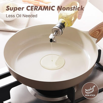 SENSARTE Ceramic Nonstick Frying Pan Skillet with Lid 9.5Inch Non Stick Egg Pan Omelette Pans, Non-toxic Kitchen Cooking Chef's Pan, Free of Intentionally Added PFAS/PTFE/PFOA, Induction Compatible - Image 8