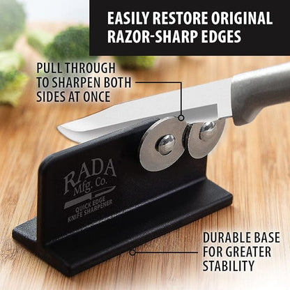 Rada Cutlery Quick Edge Knife Sharpener (R119), 3.5" x 2", Stainless Steel Wheels - Image 2