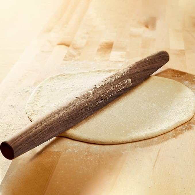 French Rolling Pin (17 Inches) –WoodenRoll Pin for Fondant, Pie Crust, Cookie, Pastry, Dough –Tapered Design & Smooth Construction - Essential Kitchen Utensil,Walnut Wood - Image 3