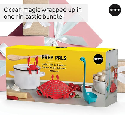 OTOTO Prep Pals Bundle of Red the Crab, Nessie, Crabby - Cute Kitchen Accessories, Kitchen Gadgets, Spoon Rest for Stove Top, Soup Ladle, Pasta Strainer, Funny Unique Gifts, Cooking Gifts - Image 7