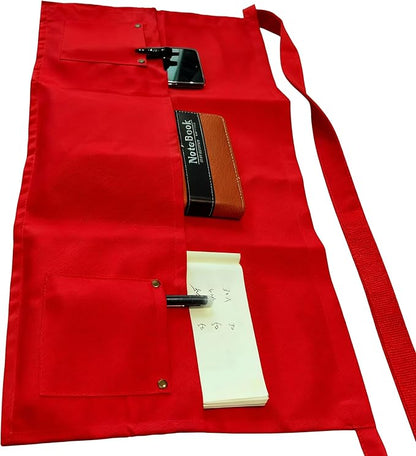 TiwerlfeServer Waist Aprons with 5 Pockets - 11.5 Inch Waterdrop & Oil Resistant Waitress Waiter Half Apron