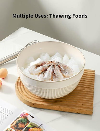 Large Ceramic Mixing Bowls, Glazed White Kitchen Bowl (10"/8"/6"), Set of 3 Nesting Bowls for Baking, Cooking, Serving, Prepping, Dough Kneading, Microwave and Dishwasher Safe - Image 6