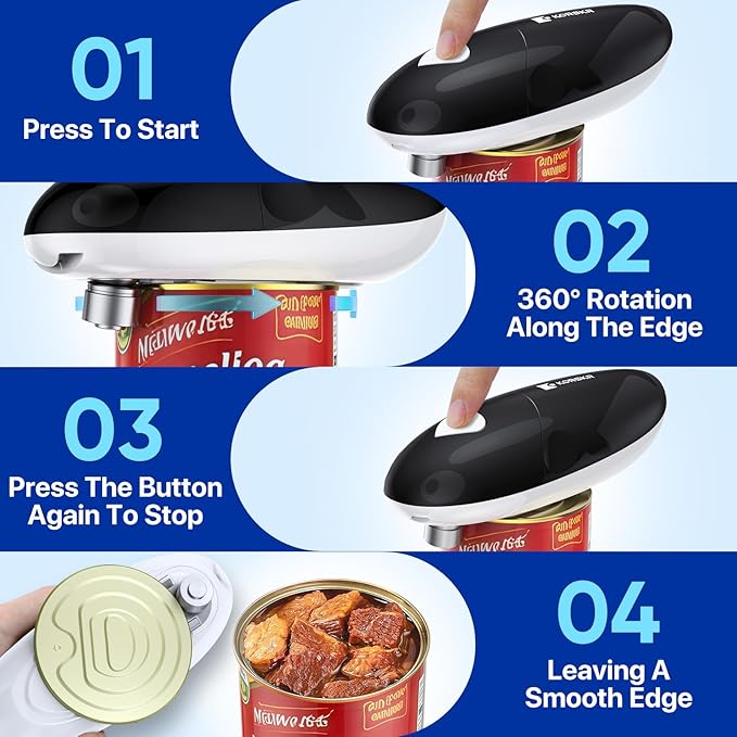 Electric Can Opener, Can Opener for Seniors, Suitable for Any Size Cans, Hands Free, Smooth Edge, Battery Powered, Automatic Can Opener is an Ideal Kitchen Gadget for Women and Left Handed People - Image 3