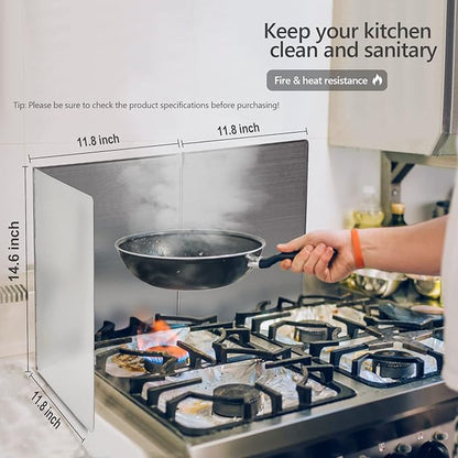 3 Sided Splatter Guard, Anti Splatter Shield Stainless Steel Oil Splatter Guard for Stove Top, Foldable Grease Splatter Screen - Image 2