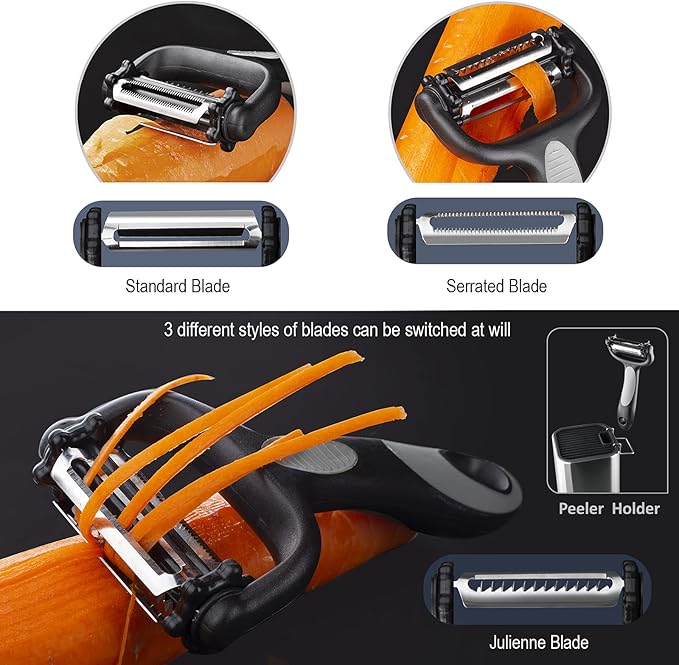 RAXCO Knife Set with Block,10-Piece Kitchen Knives Stainless Steel,Pro-sharpened for Cooking,Slicing,Mincing,Dicing,Black - Image 3