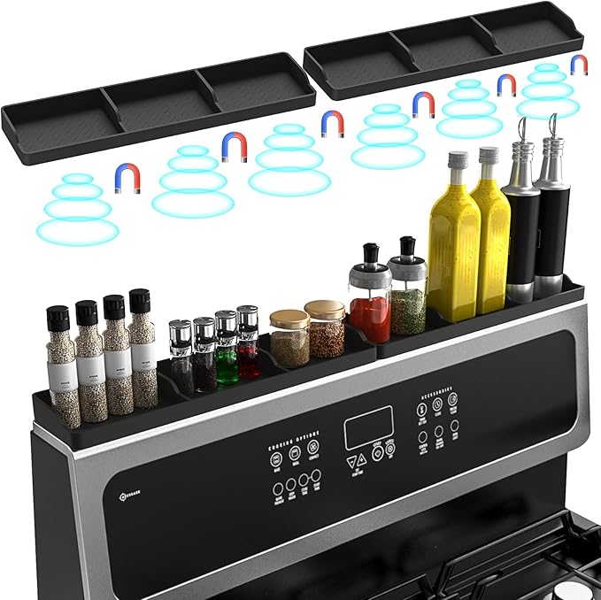 Foeacry 30 Inch Silicone Stove Oven Top Shelf Magnetic for Kitchen Gadgets, Soft Flexible Strong Magnetic Heat Resistant Spice Rack Kitchen Organizer by Foeacry