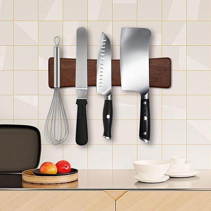 HOSHANHO Knife Magnetic Strip, Acacia Wood Powerful Magnetic Knife Strips, Magnetic Knife Holder for Wall 10 Inch Use as Magnetic Tool Organizer, Home Organizer - Image 5