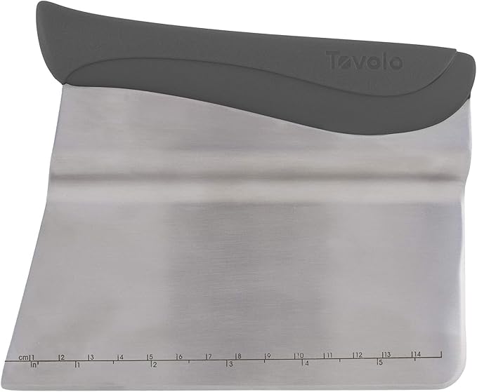 Tovolo Bench Scraper With Measurement Guide, Dough Divider With Offset Blade, Pastry Scraper With Ruler, Ergonomic Baking Tool, Dishwasher-Safe & BPA-Free, Charcoal