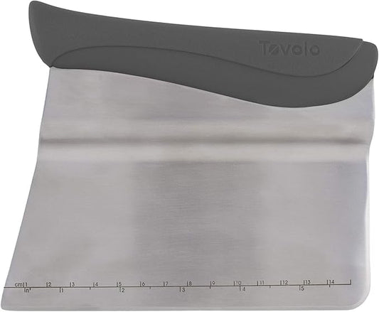 Tovolo Bench Scraper With Measurement Guide, Dough Divider With Offset Blade, Pastry Scraper With Ruler, Ergonomic Baking Tool, Dishwasher-Safe & BPA-Free, Charcoal