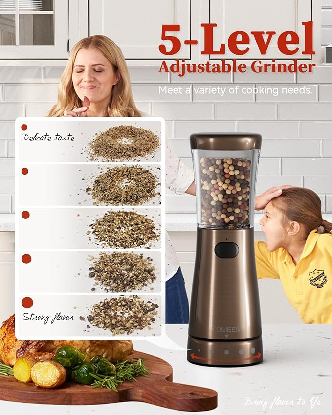 Electric Salt and Pepper Grinder Set with Storage Base, Stainless Steel Rechargeable Salt and Pepper Grinder Set with 4.5 oz Large Capacity, 1.8" Wide Mouth, Adjustable Coarseness, Ideal for Kitchen - Image 2