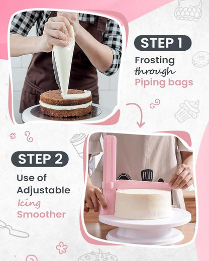 RFAQK 200PCs Cake Decorating Kit with Cake Turntable & Leveler, Baking Supplies Gift Includes 110+1 Piping Bags,55 Icing Tips,2 Frosting Spatulas, Adjustable Scraper, Video Tutorial, Booklet & more - Image 6