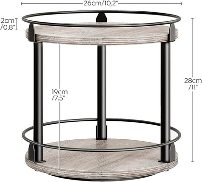 YATINEY Lazy Susan Organizer, Rotating Spice Rack, 2 Tier Spice Turntable Organizer, Industrial Turntable Spice Holder, for Kitchen Countertop and Cabinet, Compact and Versatile, Greige SR22BG - Image 7