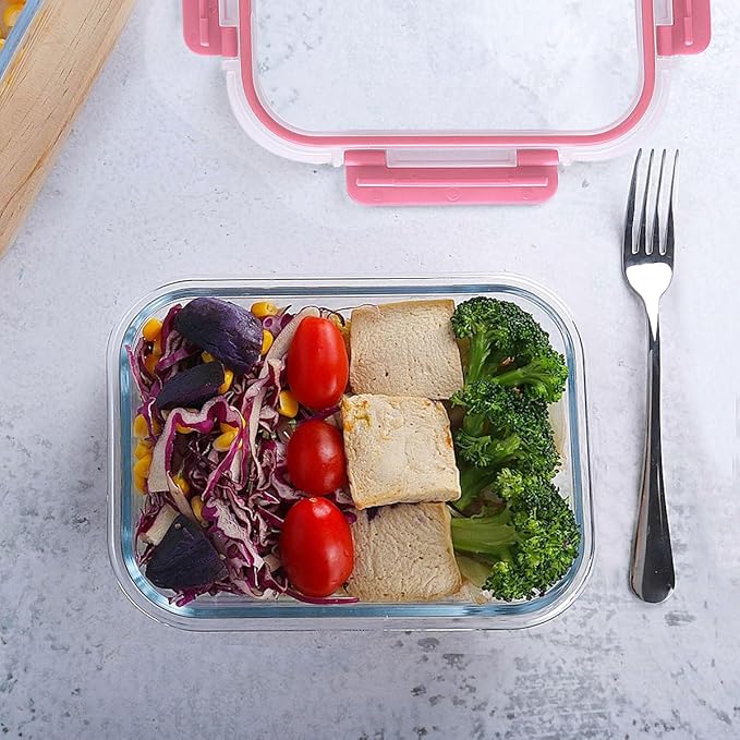 M MCIRCO [10-Pack Meal Prep Containers with Snap Locking Lids, Glass Airtight Lunch, Food Storage Containers, Microwave, Oven, Freezer and Dishwasher Friendly, Pink - Image 5