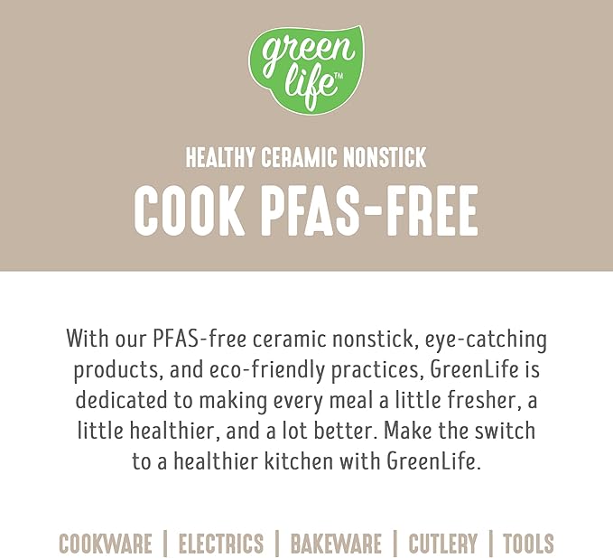 GreenLife 6QT Ceramic Nonstick Stockpot with Glass Straining Lid, PFAS-Free, Dishwasher Safe, Stay-Cool Handles, Oven Safe to 350°F, Wobble-Free Base, Even Heating, Taupe - Image 8
