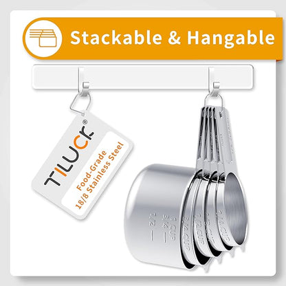 TILUCK Stainless Steel Measuring Cups & Spoons Set, Cups and Spoons,Kitchen Gadgets for Cooking & Baking (11) - Image 3
