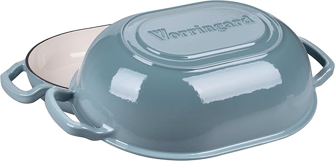 VORRINGARD Enameled Cast Iron Sourdough Bread Oven, Dutch Oven, Loaf Cast Iron Bread Pan for Homemade Bread Baking, Meatloaf Pan with Lid, 7QT, Sea Salt - Image 4