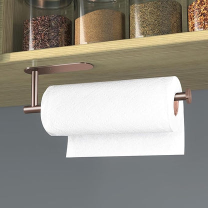 VAEHOLD Adhesive Paper Towel Holder Under Cabinet Wall Mount for Kitchen Paper Towel, Black Paper Towel Roll Holder Stick to Wall, Stainless Steel (Rose Gold) - Image 5