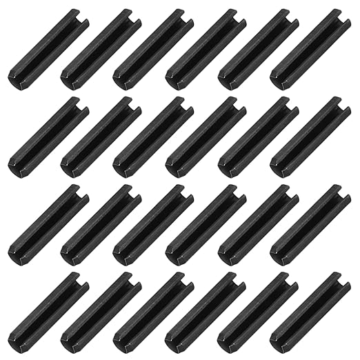 MECCANIXITY 25Pcs Slotted Split Roll Pins 3/10 Inch(8mm) Dia. 1-2/5 Inch(35mm) Length 65Mn Steel Spring Tension Expansion Dowels for Secure Fastening, Black