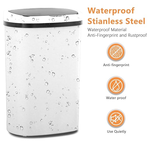 13 Gallon/50 L Kitchen Trash Can with Lid, Garbage Can with Touch-Free Lid, Cute Trash Can Automatic Trash Can Bathroom Trash Can with Lid, Motion Sensor Trash Can Waterproof Trash Bin