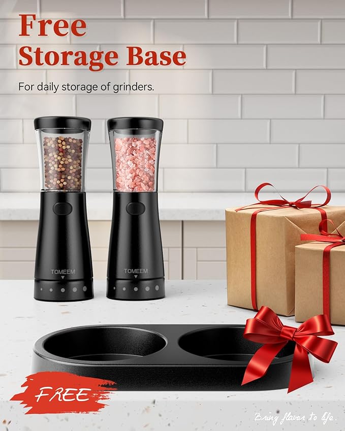 Electric Salt and Pepper Grinder Set with Storage Base, Stainless Steel Rechargeable Salt and Pepper Grinder Set with 4.5 oz Large Capacity, 1.8" Wide Mouth, Adjustable Coarseness, Ideal for Kitchen - Image 9