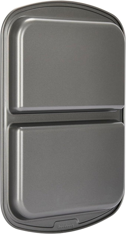GoodCook Everyday Divided Sheet Pan 1-Inch Deep 2-Section Non-Stick Scratch-Resistant Carbon Steel Construction for Meal Prepping & Sheet Pan Dinners, 11x16-Inch, Gray