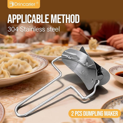 2 Pieces Stainless Steel Pastry Rolling Cutter Circle Dough Blade Roller Dumpling Wrapper Mould Pie Ravioli Empanada Pierogi Calzone Making Tools for Home Kitchen, DIY, Gift(2 pcs Rolling Cutter)