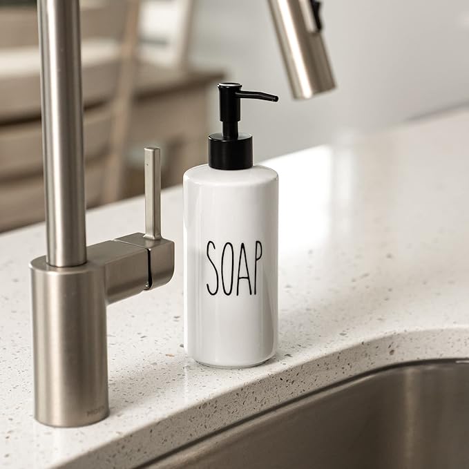 Heartland Home Porcelain 16oz Liquid Dispenser - Kitchen, Bathroom & Laundry Soap & Shampoo Dispenser - Image 8