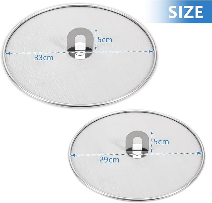 Splatter Screen for Kitchen, Stainless Steel Fine Mesh Splatter Screen for Frying Pan, 10, 13 Inch Grease Splatter Guard with Fold Flat Knob - Image 2