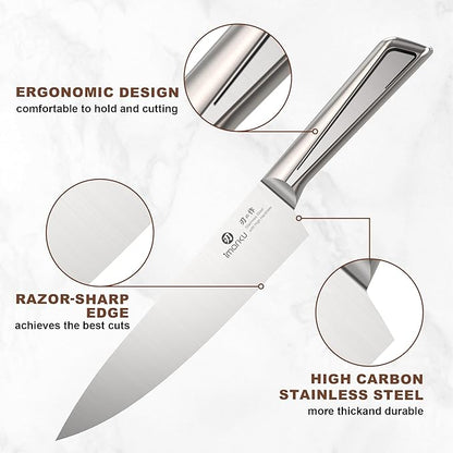 imarku High Carbon Stainless Steel Gyutou Knife Set with Block, Precision-Forged Razor Sharp 10–15° Edge, Ergonomic Non-Slip Handle, Built-in Sharpener, Brown, Best Gift Choice, Cooking Enthusiasts - Image 2