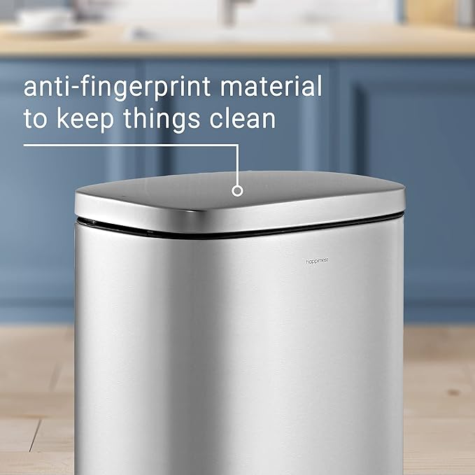 happimess HPM1011A Curtis 8-Gallon Step-Open Trash Can with Soft-Close Lid, Modern, Minimalistic, Fingerprint Proof for Home, Kitchen, Laundry Room, Office, Bedroom, Bathroom, Chrome - Image 9