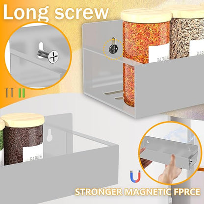 SMRCAD Magnetic Spice Rack Organizer for Fridge Seasoning Organizer for Kitchen storage with Screw Magnetic Shelf with Hook for Refrigerator and Oven (4pack1hook-Grey) - Image 3