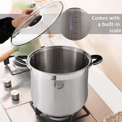 Vivicreate 9 Quart Stainless Steel Stock Pot with Lid Large Induction Cooking Pot for Pasta Soup Boiling Stew with Measurement Marks and Handles