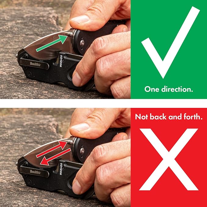 Smith’s Pocket Pal Tactical Knife Sharpener - 2 Stage Sharpener & Diamond Sharpening Rod - Pocket Clip - Outdoor Hunting Knife & Hook Sharpener - Compact & Lightweight - Image 6