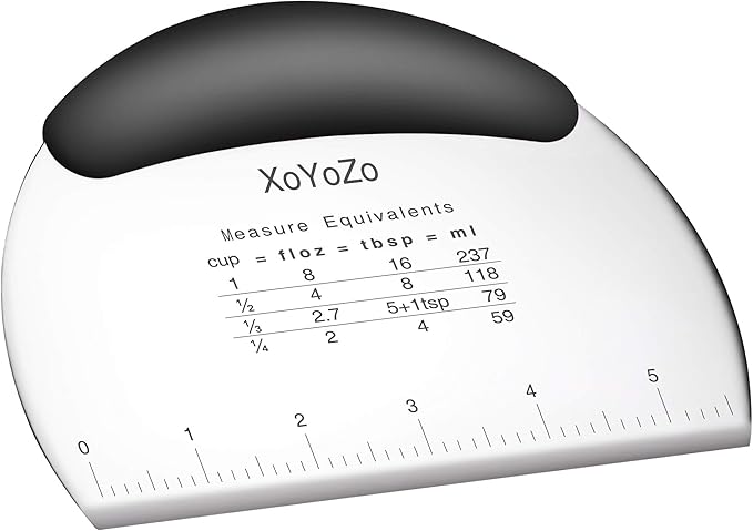 1 pcs Dough Pastry Scraper Chopper/Stainless Steel Dough Scraper Cutter with Ergonomic Rubber Non-Slip Grip/Dough Scraper Cutter/Pro Pastry Pizza Cutter Chopper (Black) by XoYoZo