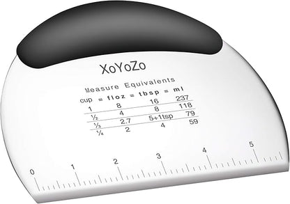 1 pcs Dough Pastry Scraper Chopper/Stainless Steel Dough Scraper Cutter with Ergonomic Rubber Non-Slip Grip/Dough Scraper Cutter/Pro Pastry Pizza Cutter Chopper (Black) by XoYoZo