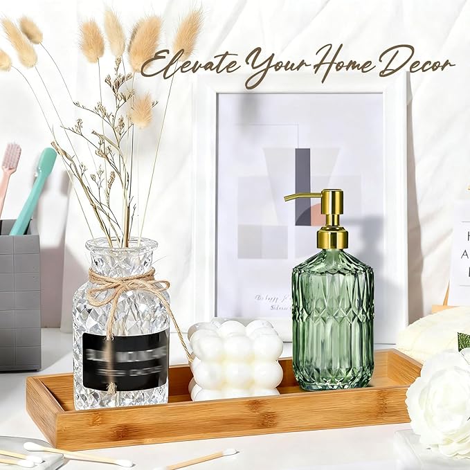 COHOSEGE 17 Oz Green Glass Kitchen Soap Dispenser for Dish Soap, 2 Pack Bathroom Soap Dispenser Set with Gold Rust Proof Pump for Lotion, Hand soap or Body Wash - Image 9