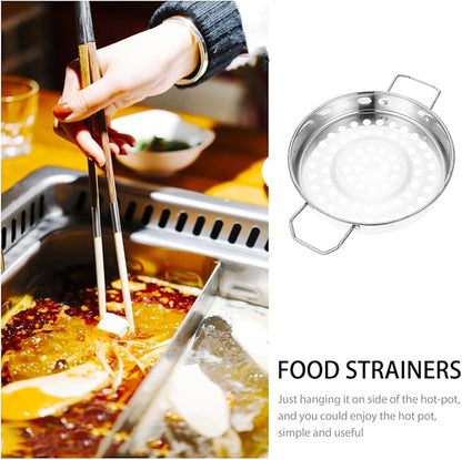 Housoutil Big Hole Colander with Handle, Stainless Steel hole Colander Strainer, Kitchen Steamer for Spaghetti, Noodles, Vegetables and Fruits