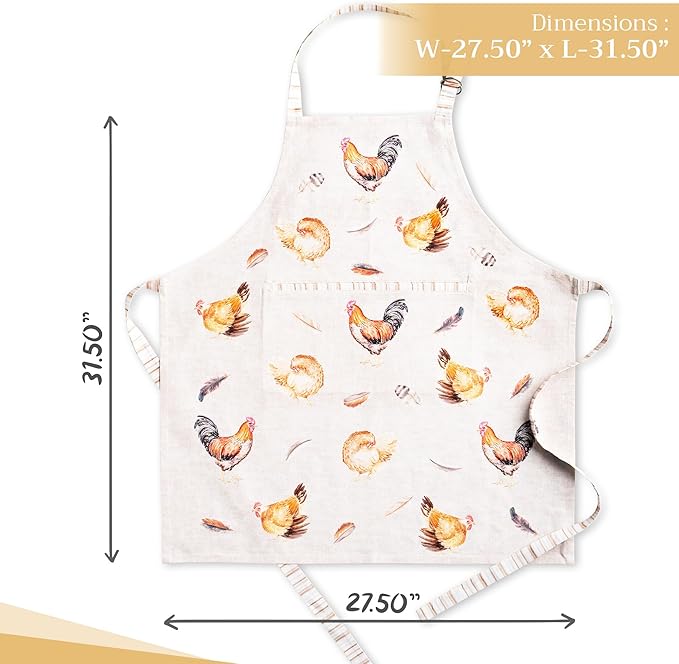 Maison d' Hermine 100% Cotton Apron for women with Pocket Kitchen Chef Apron for Men Cooking Mothers Day Gifts