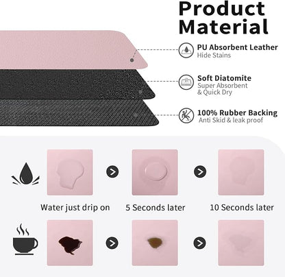 HotLive Coffee Mat - Absorbent Hide Stain Rubber Backed Dish Drying Mat for Kitchen Counter - Bar Mats for Countertops Accessories Fit Under Coffee Maker Espresso Machine - Image 2
