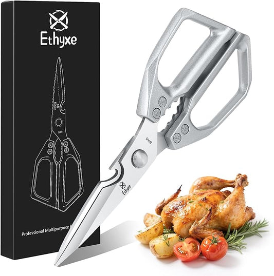 Kitchen Scissors All Purpose - Heavy Duty Poultry Shears, Ultra Sharp Japanese Steel Cooking Scissors for Food, Dishwasher Safe by Ethyxe