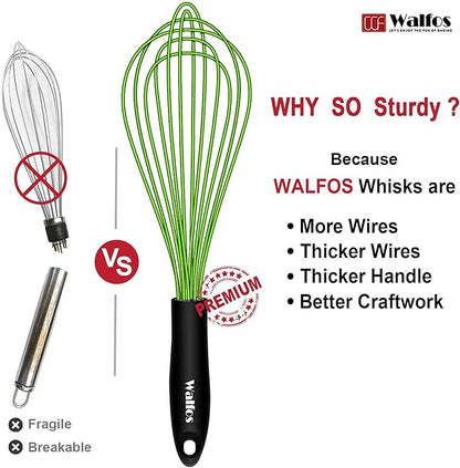 Walfos Silicone Whisk, Rubber Whisks for Cooking, Baking (11,9,8.5 inch) - Heat Resistant Kitchen Whisks for Non-stick Cookware, Balloon Egg Beater Perfect for Blending, Whisking, Beating, Frothing - Image 7