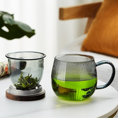 17 OZ Glass Tea Cup with Infuser and Lid, 500 ML Large Borosilicate Teacup, Clear Mug for Loose Leaf Tea, Blooming Tea, Tea Bags - Perfect Christmas or Birthday Gift for Women - Image 5