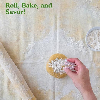 Regency Wraps Natural Pastry Cloth 20"x24" with 15”Rolling Pin Cover, 100% Cotton for Non-stick Dough Rolling, Achieve Perfect Dough for Baked Goods.