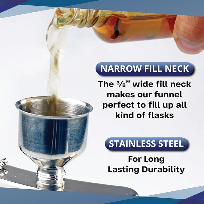 SE Stainless Steel Funnel for Flasks Bottles and Mini Bottles, Small Steel Drink Funnel for Filling Drinking Liquor Flask, Transferring Oil, Juice, Milk -HQ93 - Image 4