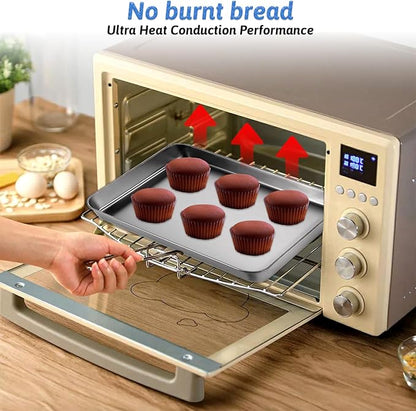 2Pcs Toaster Oven Pans for Baking, 9x11 Baking Sheets Cookie Sheet Stainless Steel Small Replacement Trays for Toaster