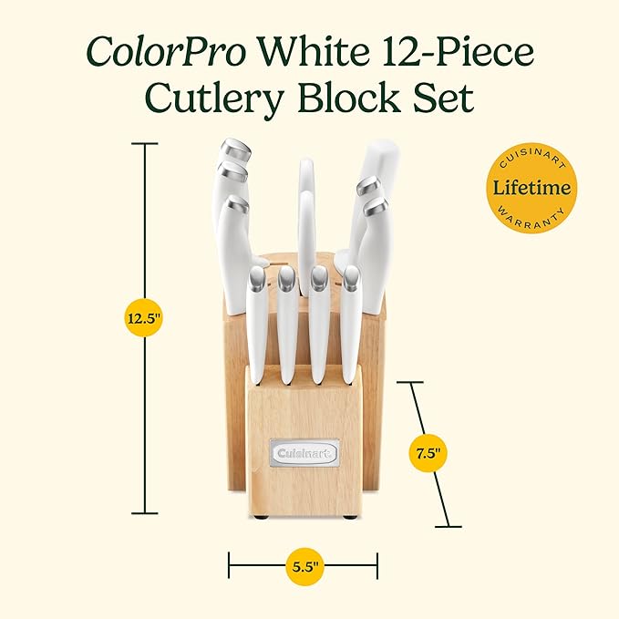 Cuisinart Block Knife Set, 12pc Cutlery Knife Set with Steel Blades for Precise Cutting, Lightweight, Stainless Steel, Durable & Dishwasher Safe, C77SSW-12P (Pack of 2) - Image 7