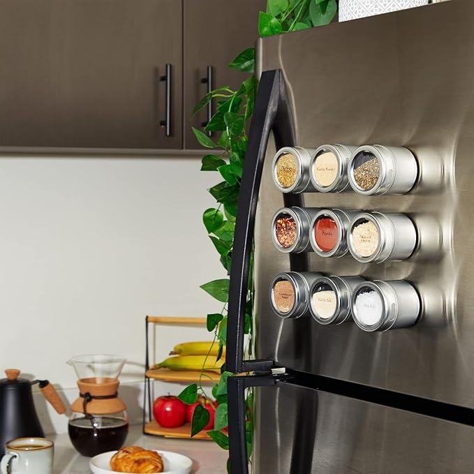 Juvale 20-Pack Magnetic Spice Jars - Space-Saving & Magnetic Spice Rack for Refrigerator - Preprinted Labels & Seasoning Containers - Pack of 20, 3.4 fl oz - Image 2